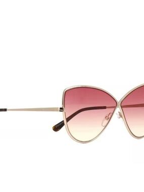 TOM FORD ELISE-02 TF569 28T Sunglasses Rose Gold Cat-Eye Pink Gradient Italy